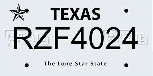 RZF4024 Texas License Plate