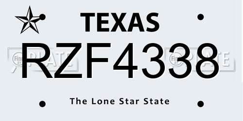 RZF4338 Texas License Plate