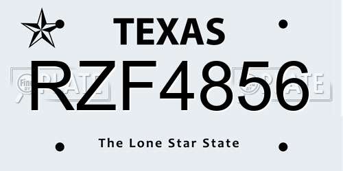 RZF4856 Texas License Plate