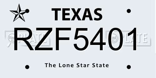 RZF5401 Texas License Plate