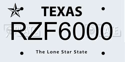 RZF6000 Texas License Plate