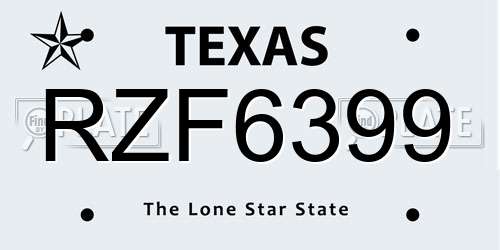RZF6399 Texas License Plate