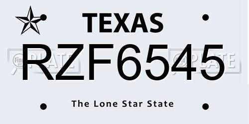 RZF6545 Texas License Plate