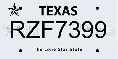 RZF7399 Texas License Plate