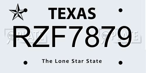 RZF7879 Texas License Plate