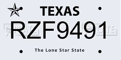 RZF9491 Texas License Plate