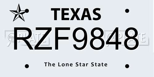 RZF9848 Texas License Plate
