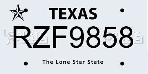 RZF9858 Texas License Plate