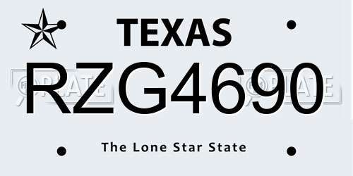 RZG4690 Texas License Plate