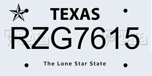 RZG7615 Texas License Plate