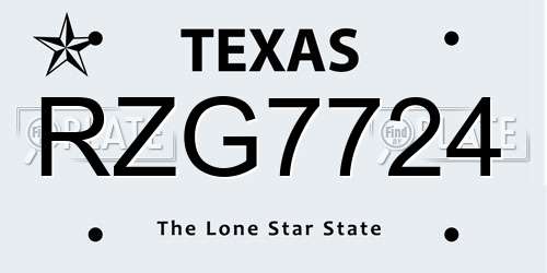 RZG7724 Texas License Plate
