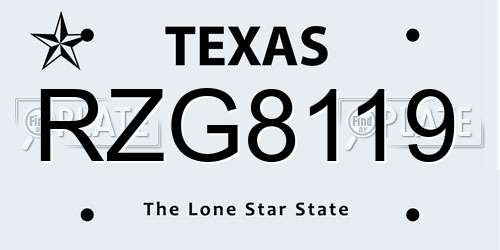 RZG8119 Texas License Plate