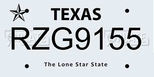 RZG9155 Texas License Plate