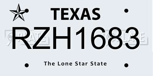 RZH1683 Texas License Plate