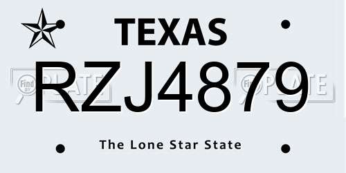 RZJ4879 Texas License Plate
