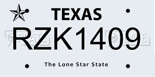 RZK1409 Texas License Plate