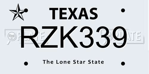 RZK339 Texas License Plate