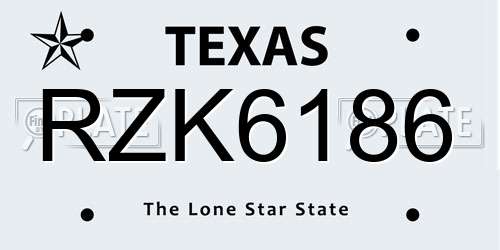 RZK6186 Texas License Plate