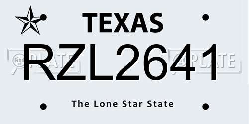 RZL2641 Texas License Plate