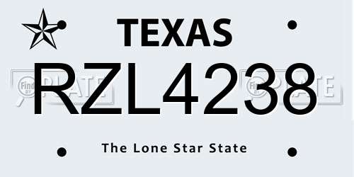 RZL4238 Texas License Plate