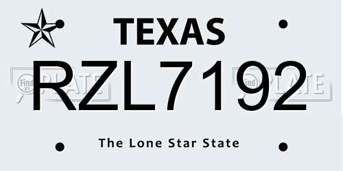 RZL7192 Texas License Plate