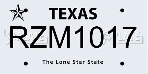 RZM1017 Texas License Plate