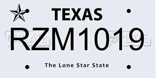 RZM1019 Texas License Plate