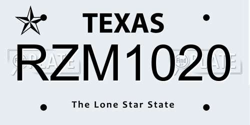 RZM1020 Texas License Plate