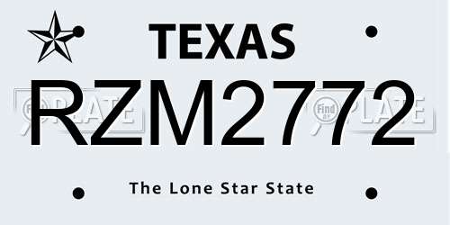 RZM2772 Texas License Plate