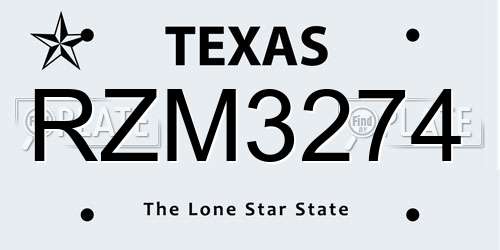 RZM3274 Texas License Plate