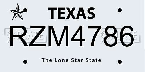 RZM4786 Texas License Plate