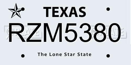 RZM5380 Texas License Plate