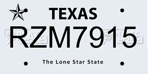 RZM7915 Texas License Plate