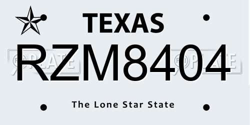 RZM8404 Texas License Plate