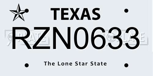RZN0633 Texas License Plate