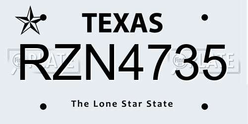 RZN4735 Texas License Plate