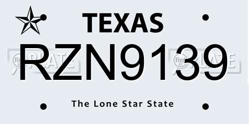 RZN9139 Texas License Plate