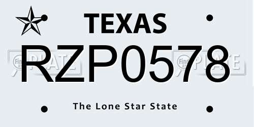 RZP0578 Texas License Plate