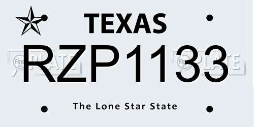 RZP1133 Texas License Plate