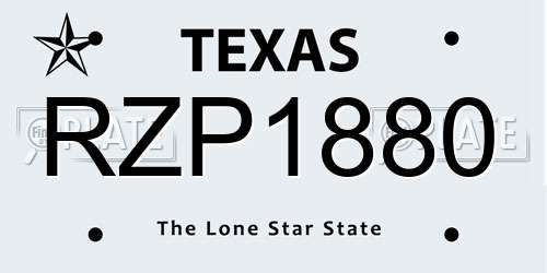 RZP1880 Texas License Plate