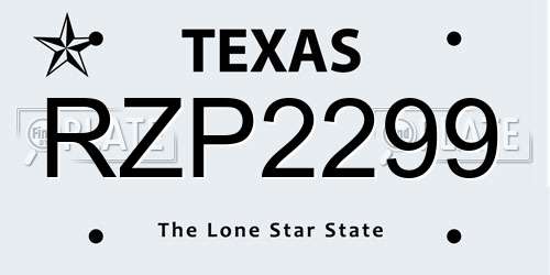 RZP2299 Texas License Plate