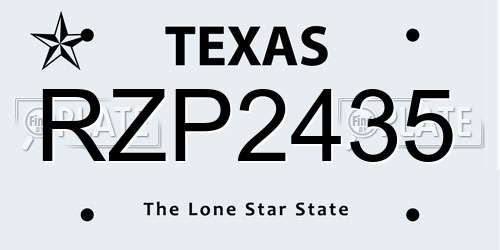 RZP2435 Texas License Plate