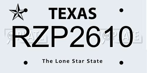 RZP2610 Texas License Plate