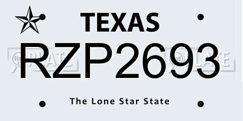 RZP2693 Texas License Plate