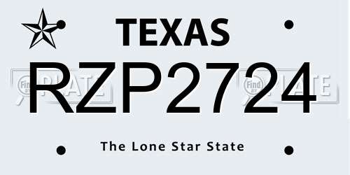 RZP2724 Texas License Plate