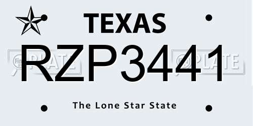 RZP3441 Texas License Plate
