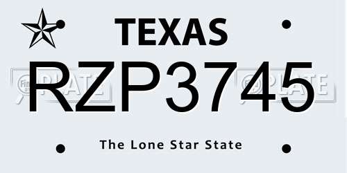 RZP3745 Texas License Plate