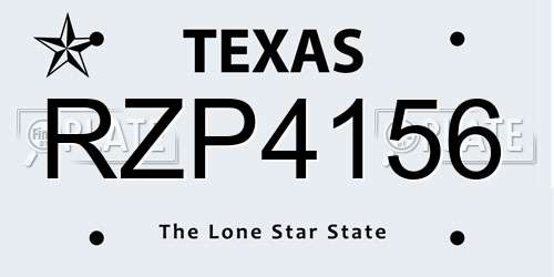 RZP4156 Texas License Plate
