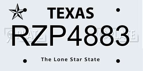 RZP4883 Texas License Plate