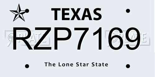 RZP7169 Texas License Plate